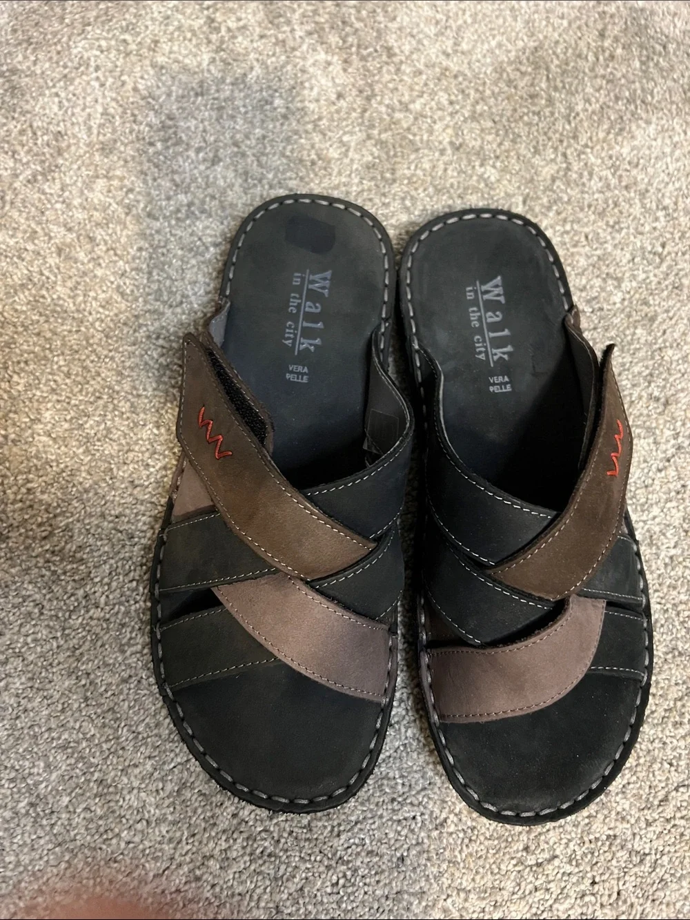 Italian Men's Casual Slide Sandals in Black and Brown